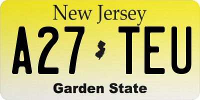 NJ license plate A27TEU