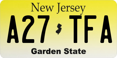 NJ license plate A27TFA