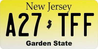 NJ license plate A27TFF