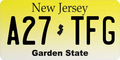 NJ license plate A27TFG