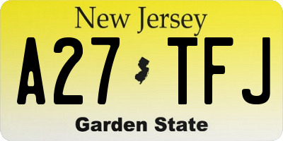NJ license plate A27TFJ