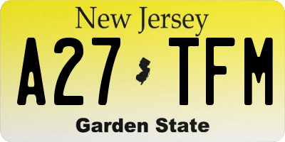 NJ license plate A27TFM