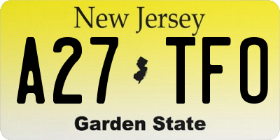 NJ license plate A27TFO