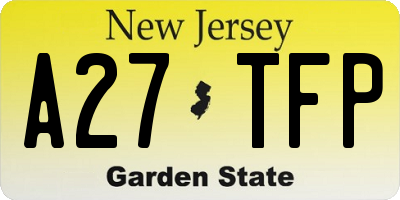NJ license plate A27TFP