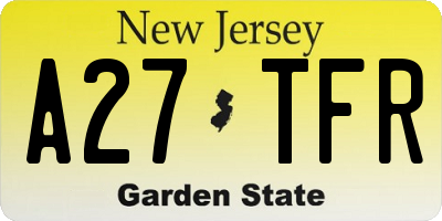 NJ license plate A27TFR