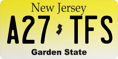 NJ license plate A27TFS