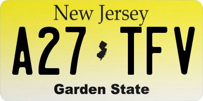 NJ license plate A27TFV