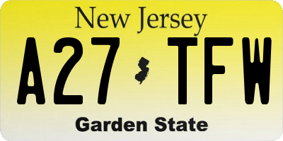 NJ license plate A27TFW