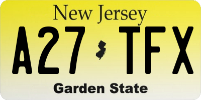 NJ license plate A27TFX