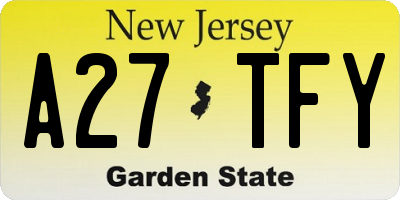 NJ license plate A27TFY