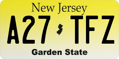NJ license plate A27TFZ