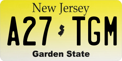 NJ license plate A27TGM