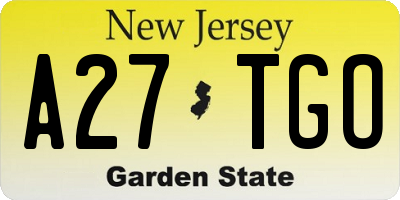 NJ license plate A27TGO