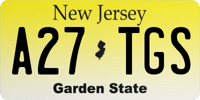 NJ license plate A27TGS