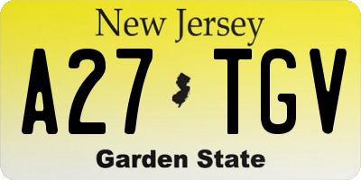 NJ license plate A27TGV