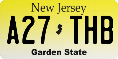 NJ license plate A27THB