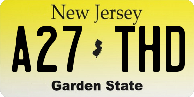 NJ license plate A27THD