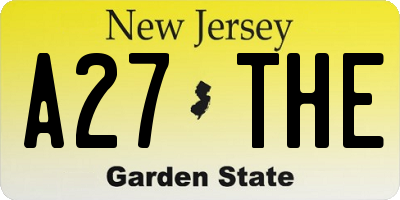 NJ license plate A27THE
