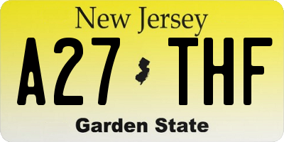 NJ license plate A27THF