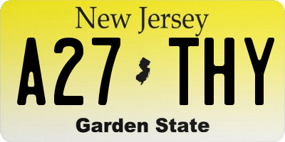 NJ license plate A27THY