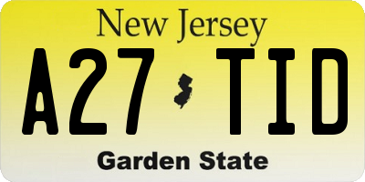 NJ license plate A27TID