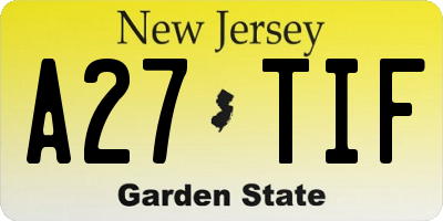 NJ license plate A27TIF