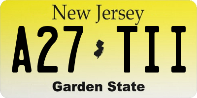 NJ license plate A27TII