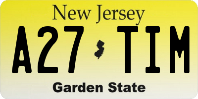 NJ license plate A27TIM