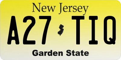 NJ license plate A27TIQ