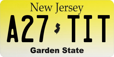 NJ license plate A27TIT