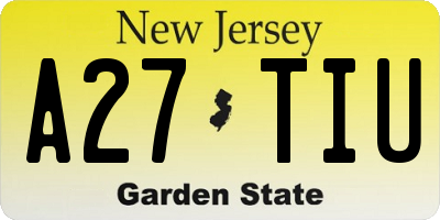 NJ license plate A27TIU