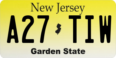 NJ license plate A27TIW