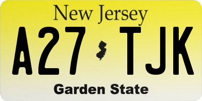 NJ license plate A27TJK
