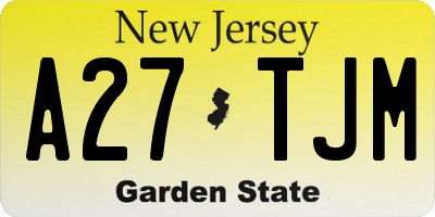 NJ license plate A27TJM