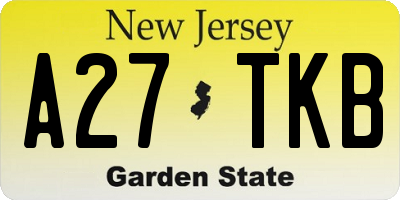 NJ license plate A27TKB