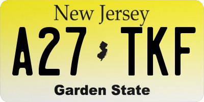 NJ license plate A27TKF
