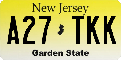 NJ license plate A27TKK