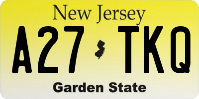 NJ license plate A27TKQ