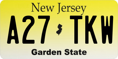 NJ license plate A27TKW