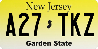 NJ license plate A27TKZ
