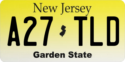 NJ license plate A27TLD