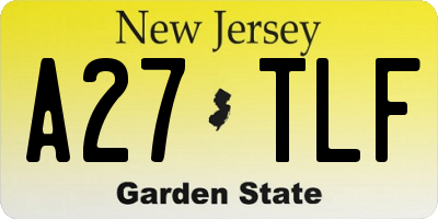 NJ license plate A27TLF