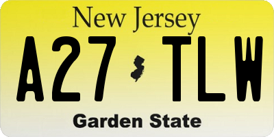 NJ license plate A27TLW