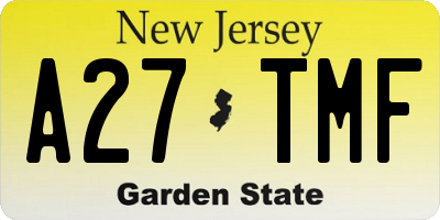 NJ license plate A27TMF