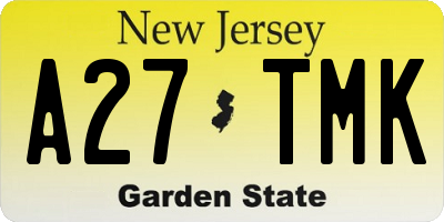NJ license plate A27TMK