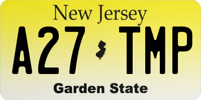NJ license plate A27TMP