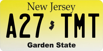 NJ license plate A27TMT