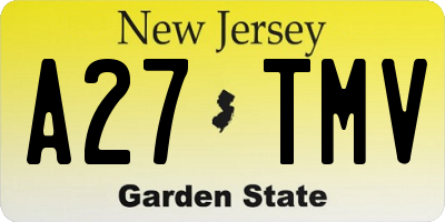 NJ license plate A27TMV
