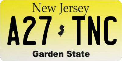 NJ license plate A27TNC