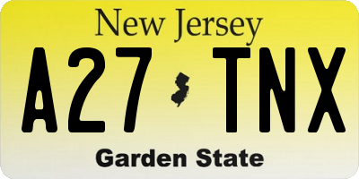 NJ license plate A27TNX
